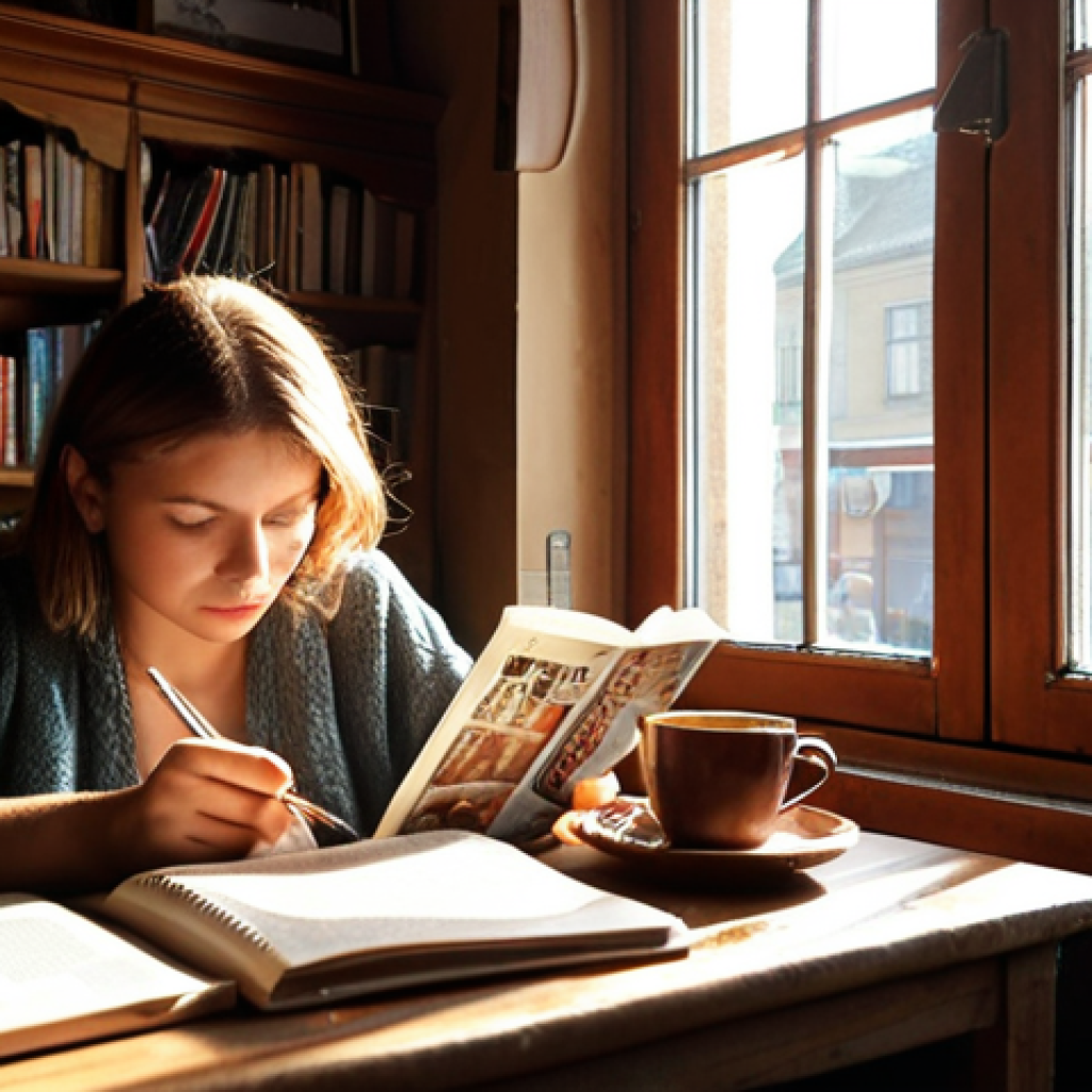 Discovering Passions**

*   Prompt: A person thoughtfully journaling in a cozy cafe, surrounded by books and career-related magazines. Sunlight streams through the window. Keywords: Passion, career reflection, self-discovery, Poland, cafe, personal growth.

**